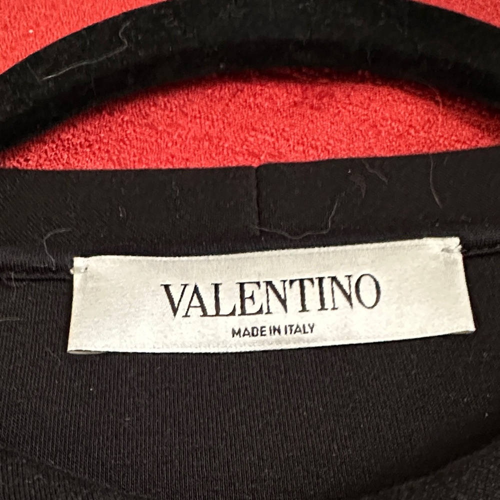 Valentino Black and White Crew Neck Sweater with Geometric Patterns - Picture 2 of 5